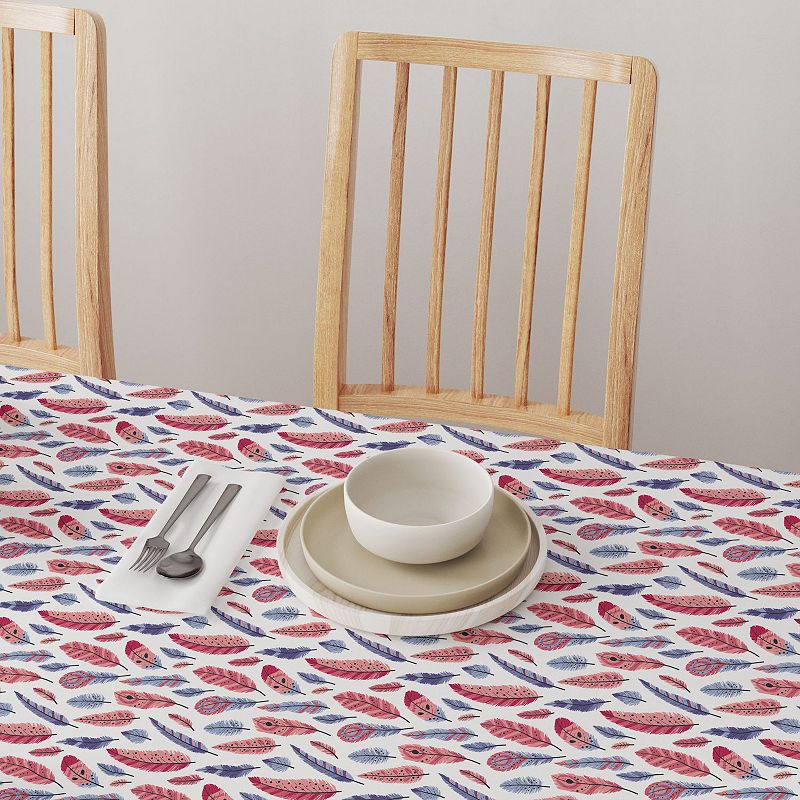 Square Tablecloth， 100% Cotton， 60x60， Colored Feathers