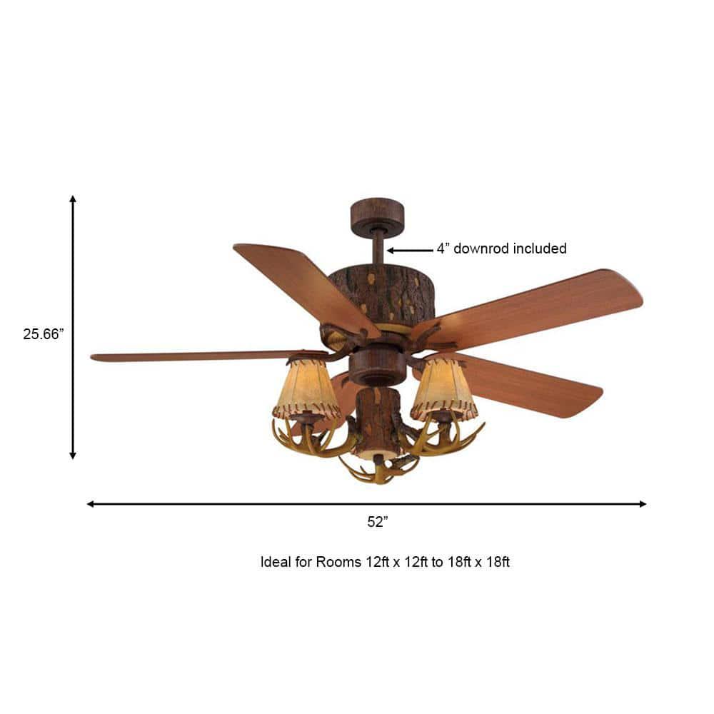 Hampton Bay Lodge 52 in LED Nutmeg Ceiling Fan with Light and Remote Control