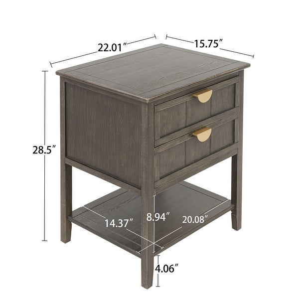 2 Drawer Side Table for Bedroom Living Room and Study