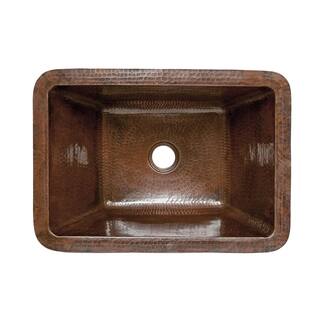 Premier Copper Products Under-Counter Rectangle Hammered Copper Bathroom Sink in Oil Rubbed Bronze LRECDB