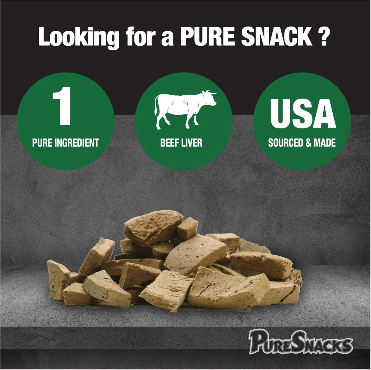 PureSnacks Beef Liver Super Value Size Freeze-Dried Dog Treats， 14.4-oz bag