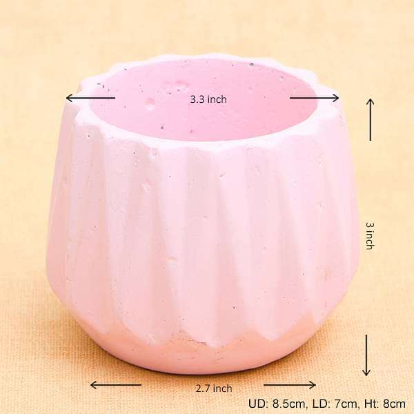 3.3 inch (8 cm) Dholki Concrete Pot (Pink)