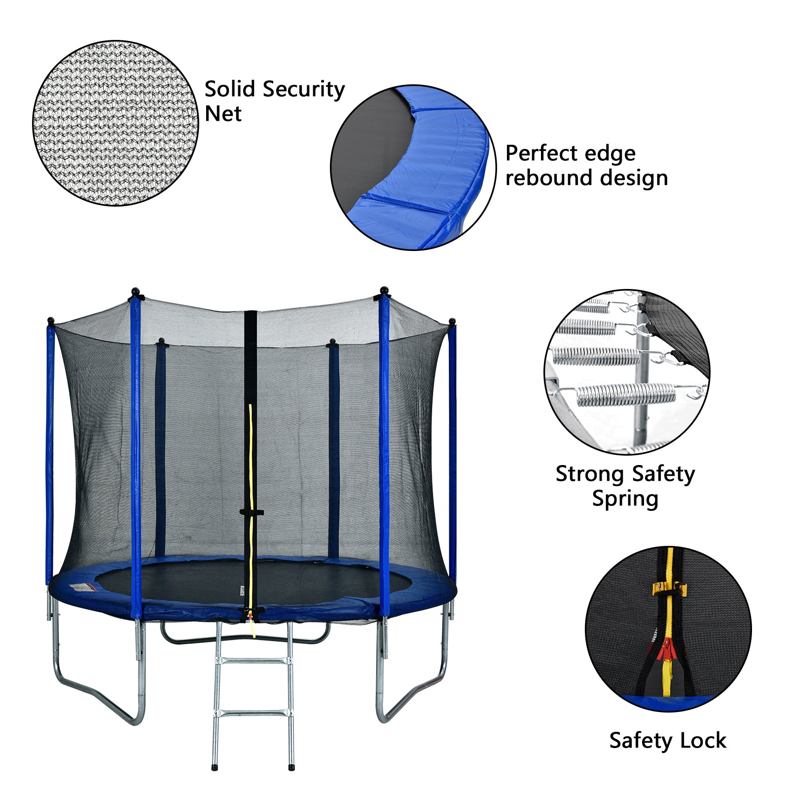 10 FT Trampoline with Safe Enclosure Net for 3-4 Kids， Outdoor Fitness Trampoline with Ladder for Indoor Park Kindergarten Toddler Trampolines，N00110