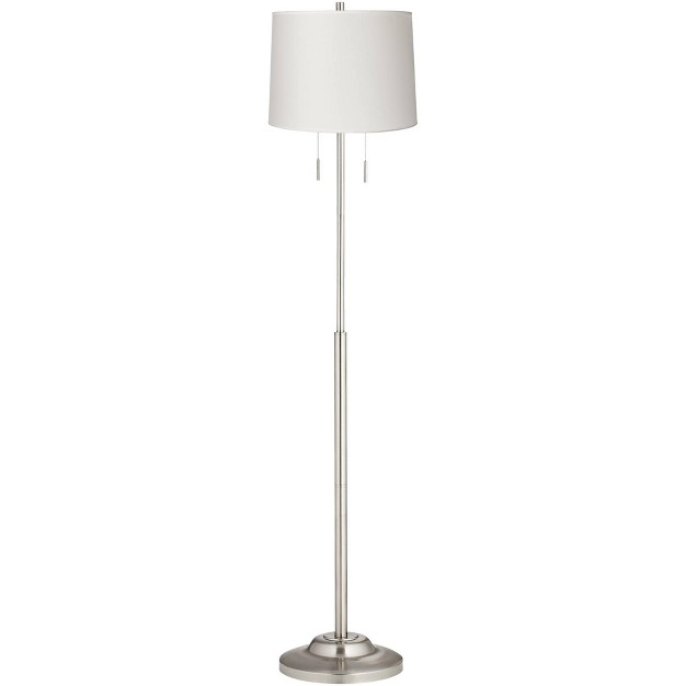 Tall Brushed Nickel Silver White Hardback Tapered Drum Shade For Living Room Bedroom Office House