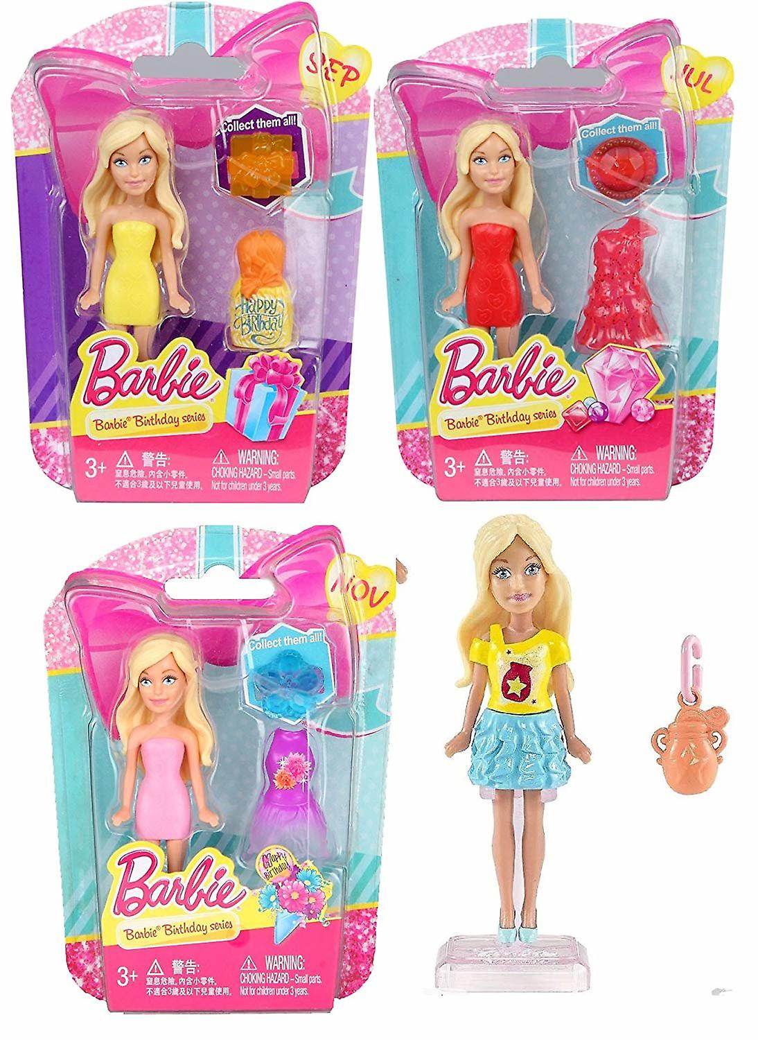 6-Pack Barbie Birthday Series Fashion Doll Mini Doll 9cm