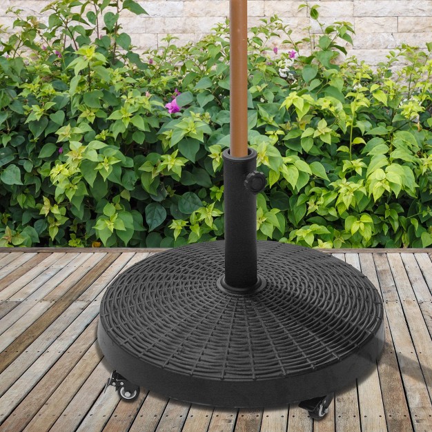 Round Heavy Duty Umbrella Stand For 1 5 quot Or 2 quot Umbrella Poles Patio Market Stand Black