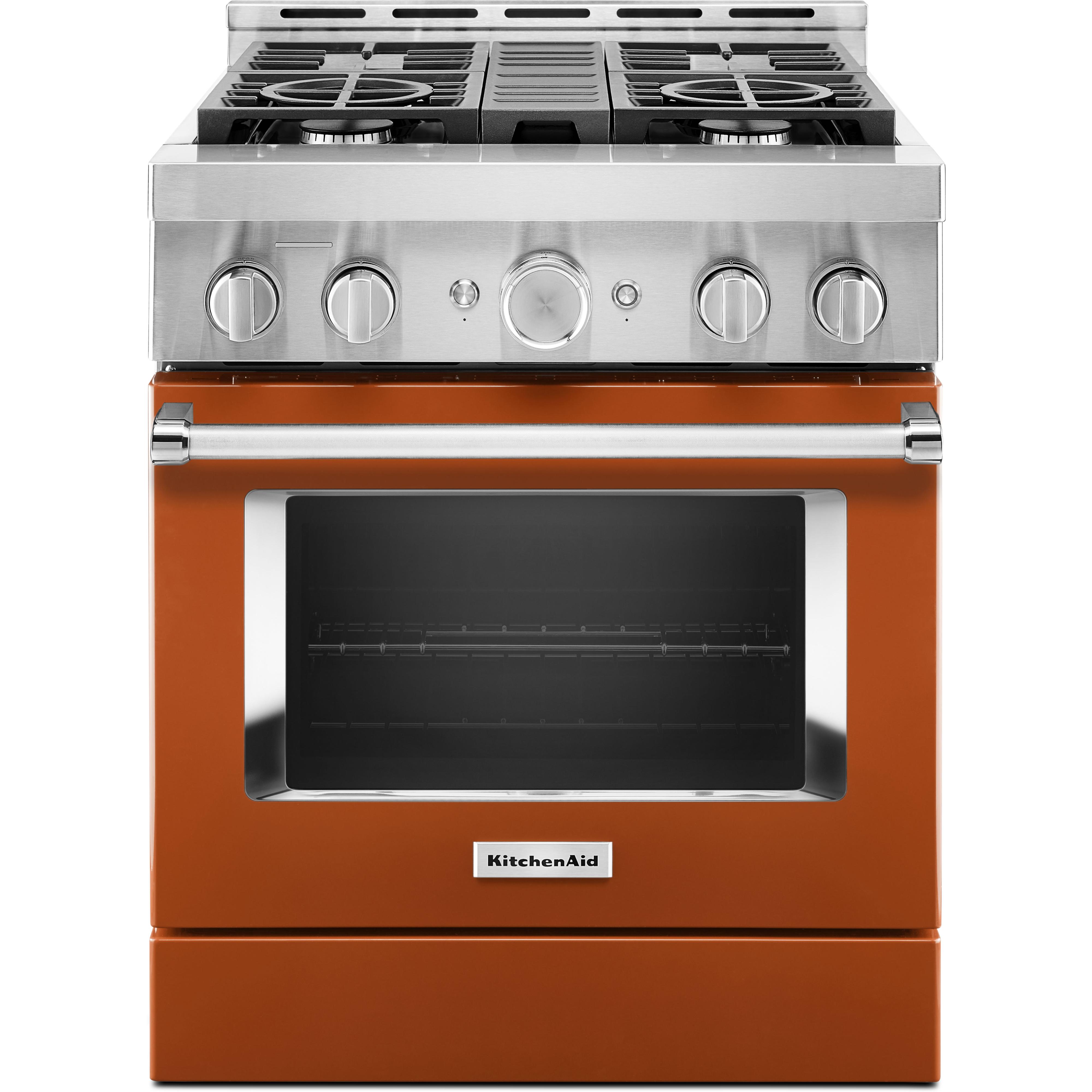 KitchenAid 30-inch Freestanding Gas Range with Even-Heat? True Convection KFGC500JSC