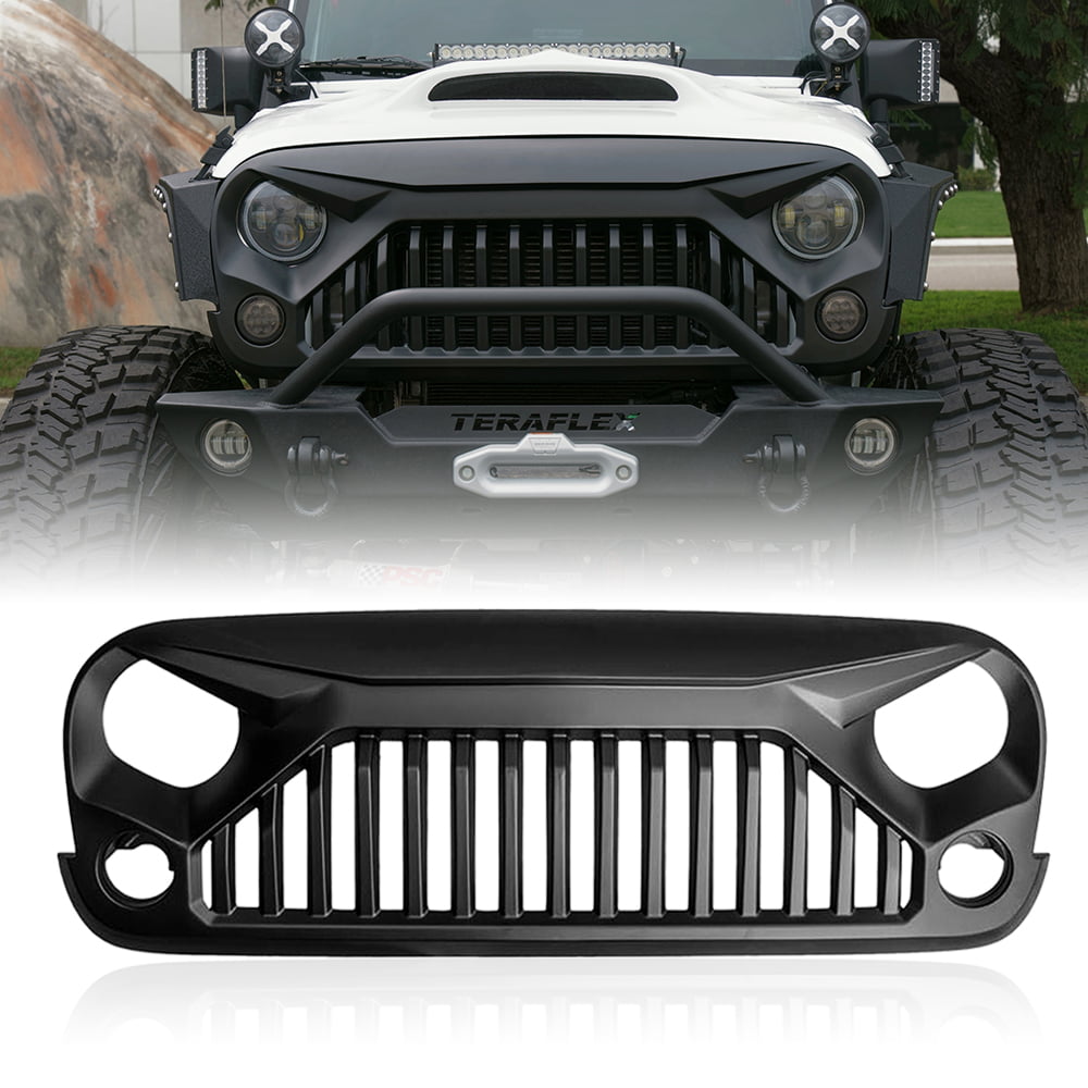 Xprite Front Matte Black Gladiator Vader Grille Grill for 2007-2018 Jeep Wrangler JK