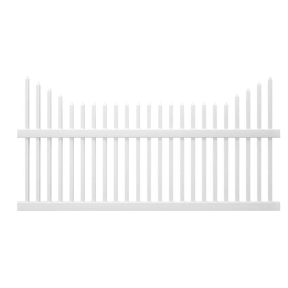 Veranda Pro-Series 3.5 ft. H x 8 ft. W White Vinyl Alexandria Cut Scalloped Spaced Picket Fence Panel - Unassembled 144736