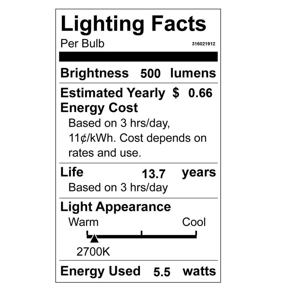 EcoSmart 60- -Watt Equivalent B11 Dimmable Blunt Tip Candle Clear Glass Edison Filament LED Light Bulb Soft White (3-Pack) FG-04192