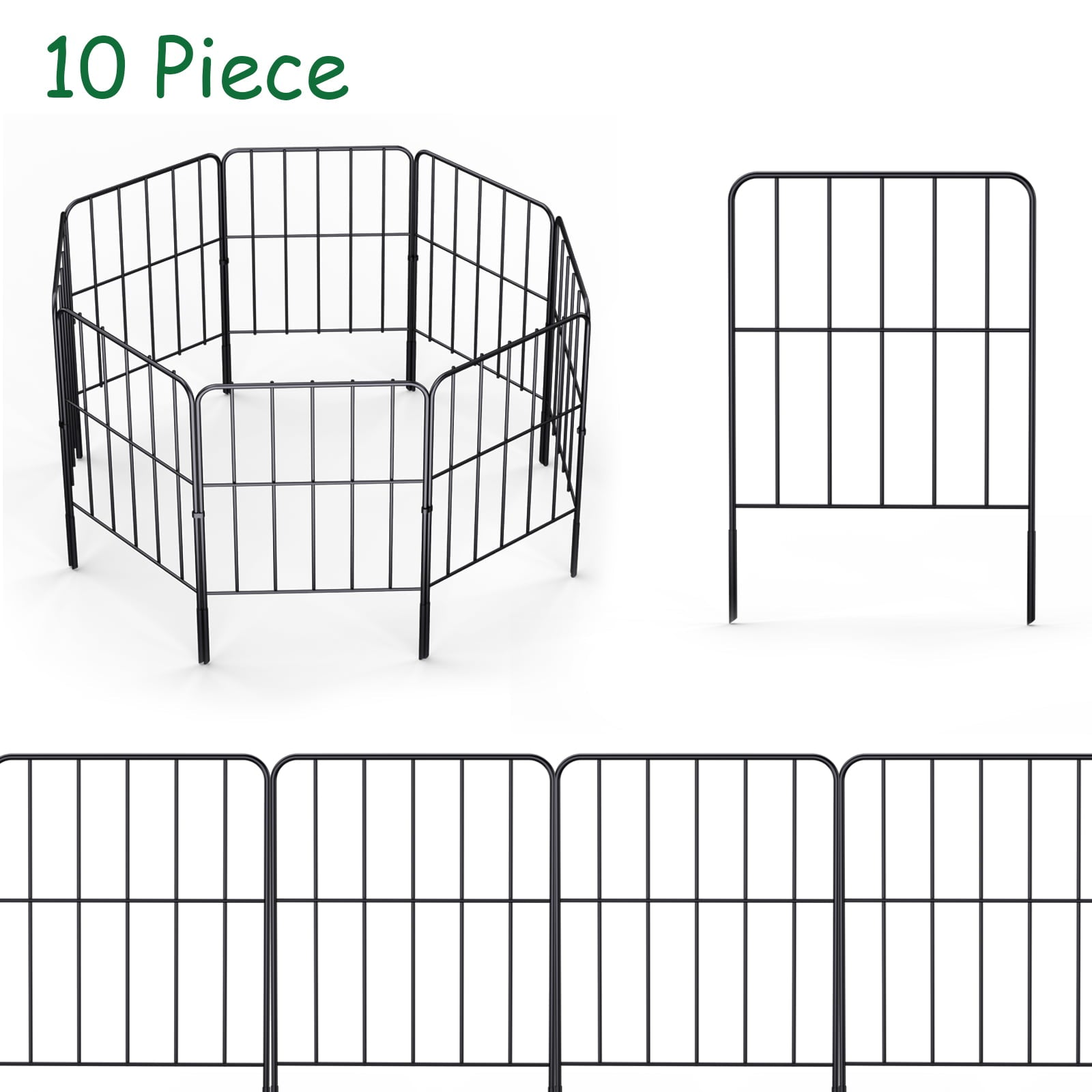 Decorative Garden Fence 10 Pack, Total 10ft (L) x 24in (H) Rustproof Metal Wire Fencing Border Animal Barrier, Flower Edging for Landscape Patio Yard Outdoor, Square