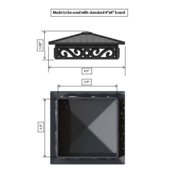 FENCE  DECK RITE Unique Design Post Caps Fits Standard 4 in. x 4 in. Posts Reinforced Black Polypropylene (4 Pieces) FDR-POCA-4