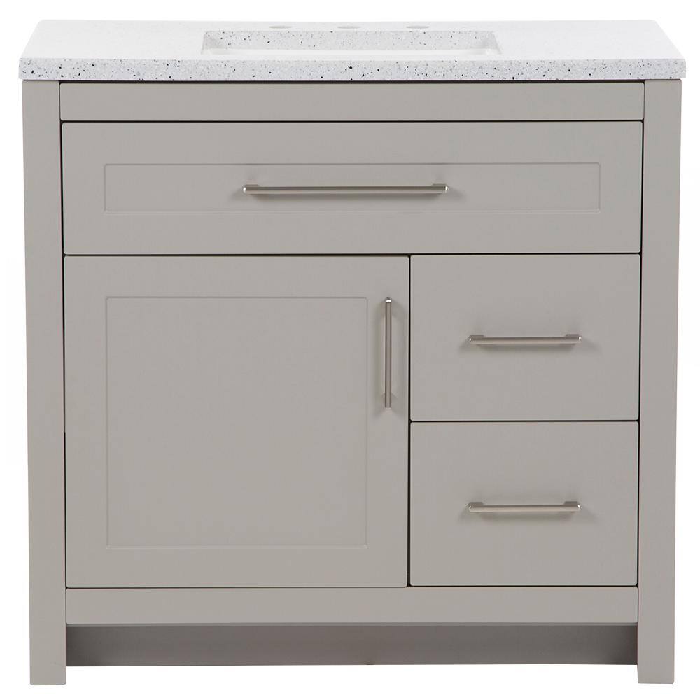 Home Decorators Collection Clady 36.5 in. W x 18.8 in. D x 35.4 in. H Freestanding Bath Vanity in Gray with Silver Ash Cultured Marble Top HD2036P2-KG