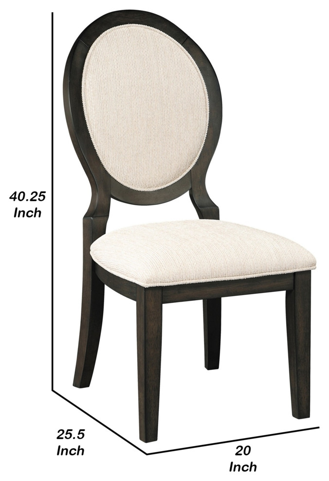 20 Inch Dining Chair Set Of 2 Oval Padded Back Polylinen Cream Fabric   Transitional   Dining Chairs   by Dot  ampBo  Houzz