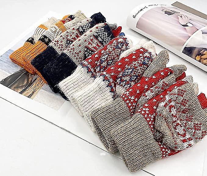 Winter Fingerless Gloves For Women Warm Wool Knitted Convertible Ladies Fingerless Mittens1setmixed Color