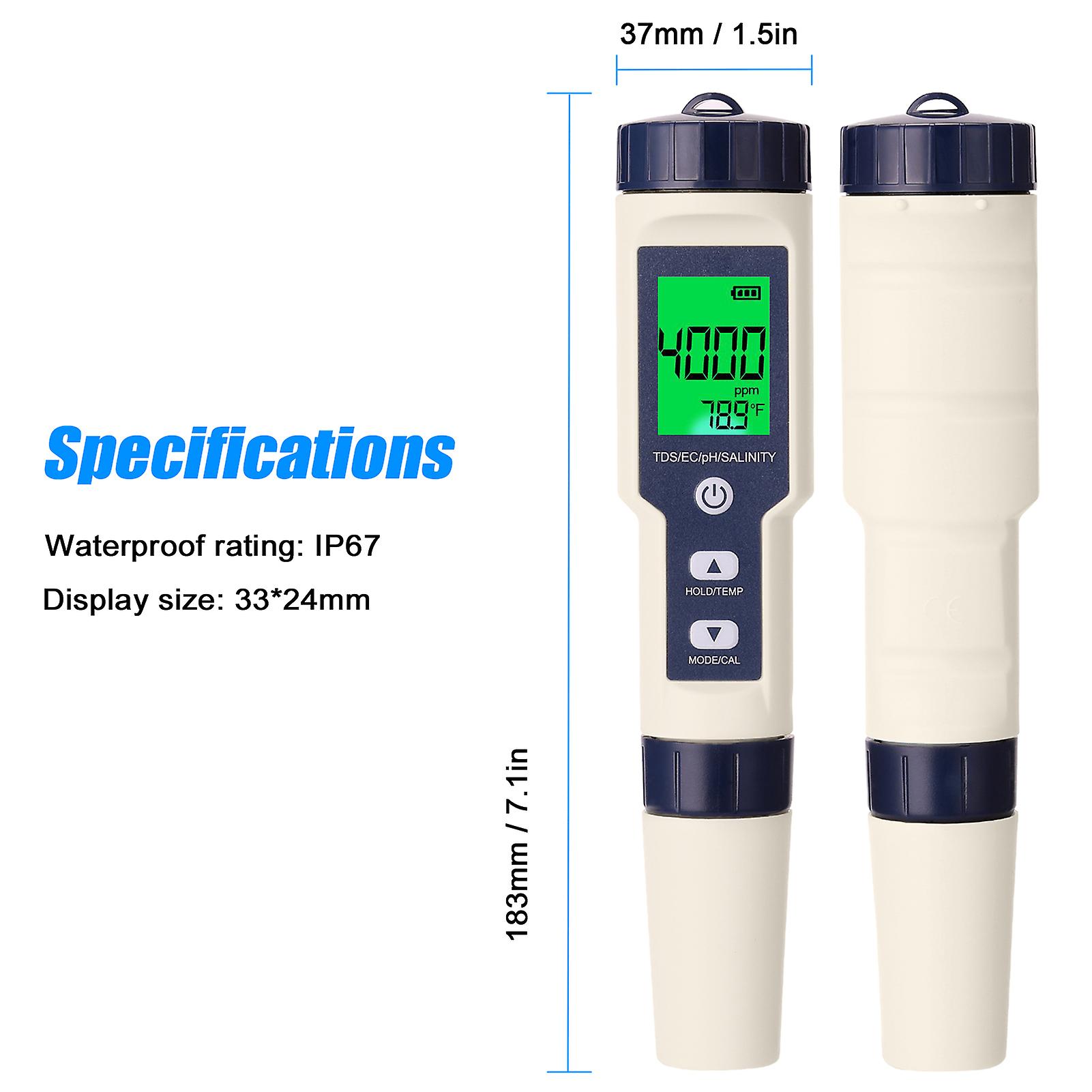 5 In 1 Professional Multi-parameter Combo Testing Meter Ph/ec/tds/salinity/thermometer Digital Multi-function Tester Water Quality Tester No.322909