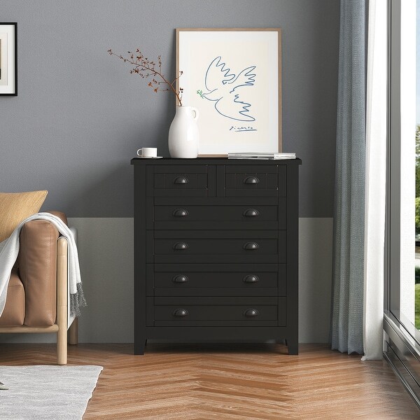 Wooden Storage Cabinet Chest with 6 Drawers - - 37773880