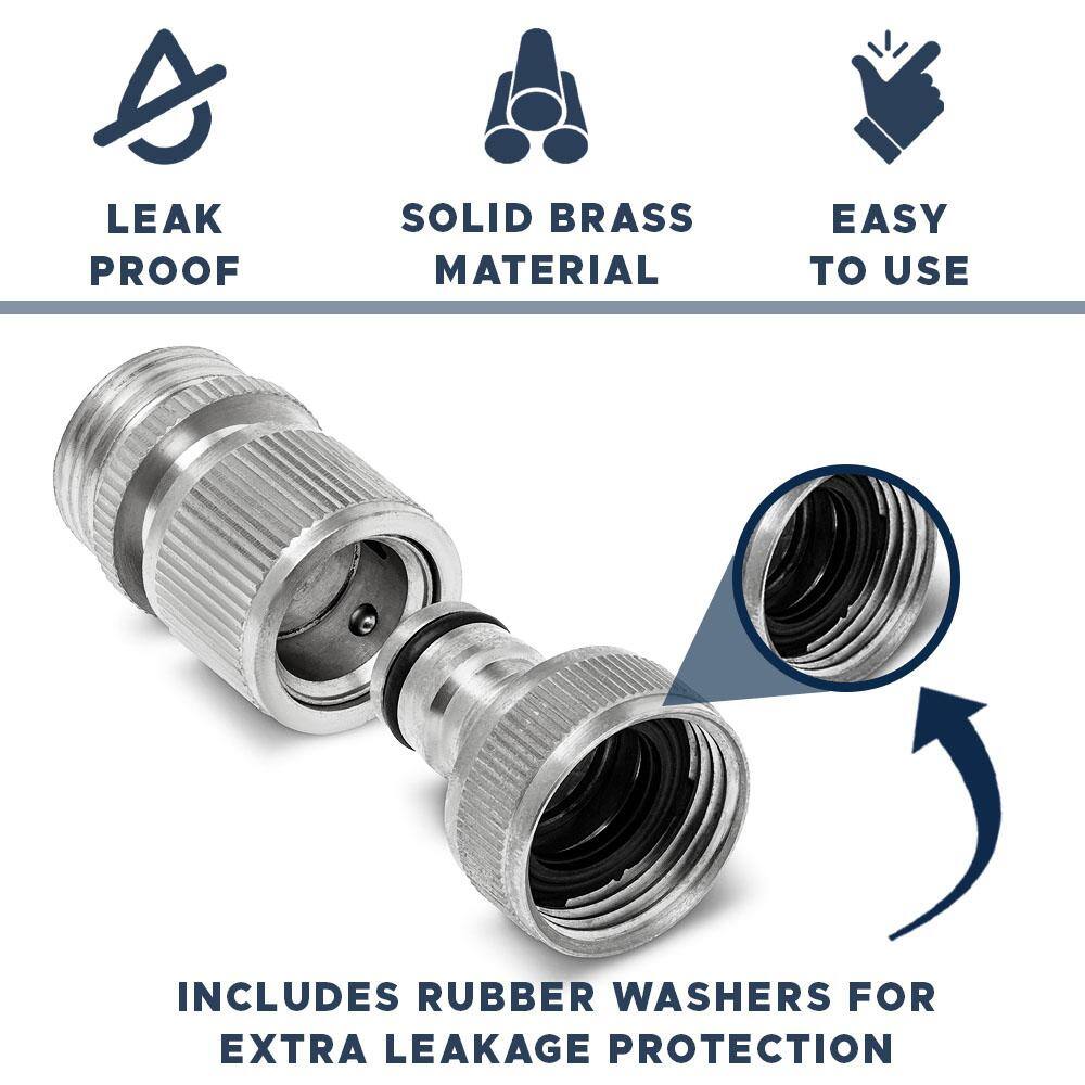 Morvat 34 in. Nickel Plated Brass Source Quick ConnectDisconnect Garden Hose Fittings Female and Male Connections (6-Sets) MOR-NP-SQCONNECTOR-6-A