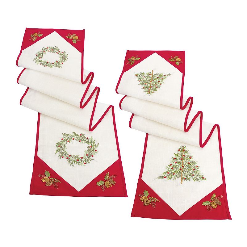 72 Tree and Wreath Christmas Table Runner