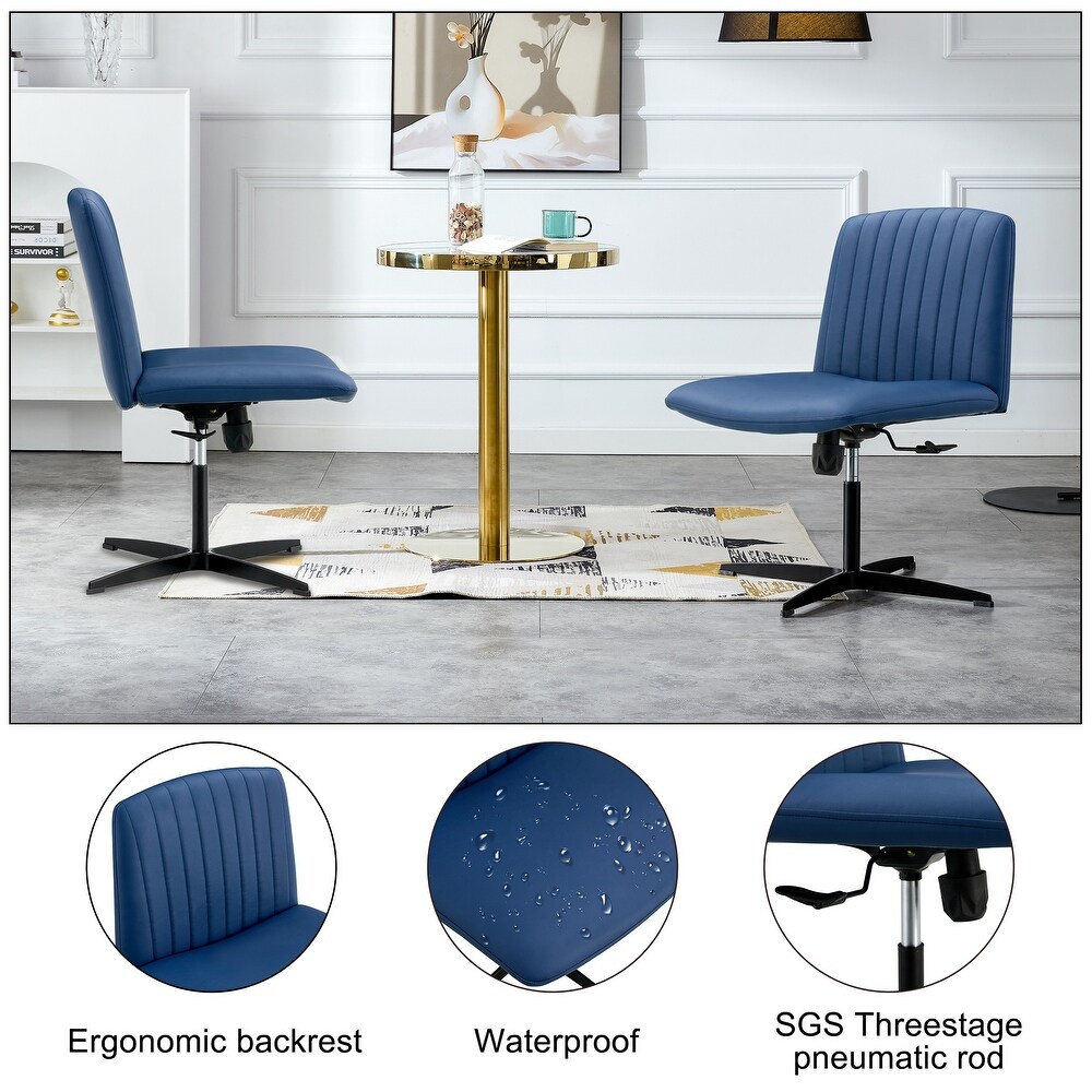 360° Swivel PU Leather Computer Chair Adjustable Office Chair for Livingroom Modern Powder Coating Makeup Study Desk Chair