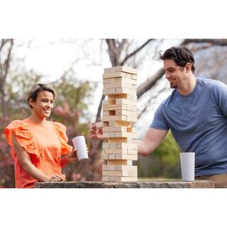 YARD GAMES Large Tumbling Timbers Wood Stacking Game with 56 Premium Pine Blocks TIMBERS-003
