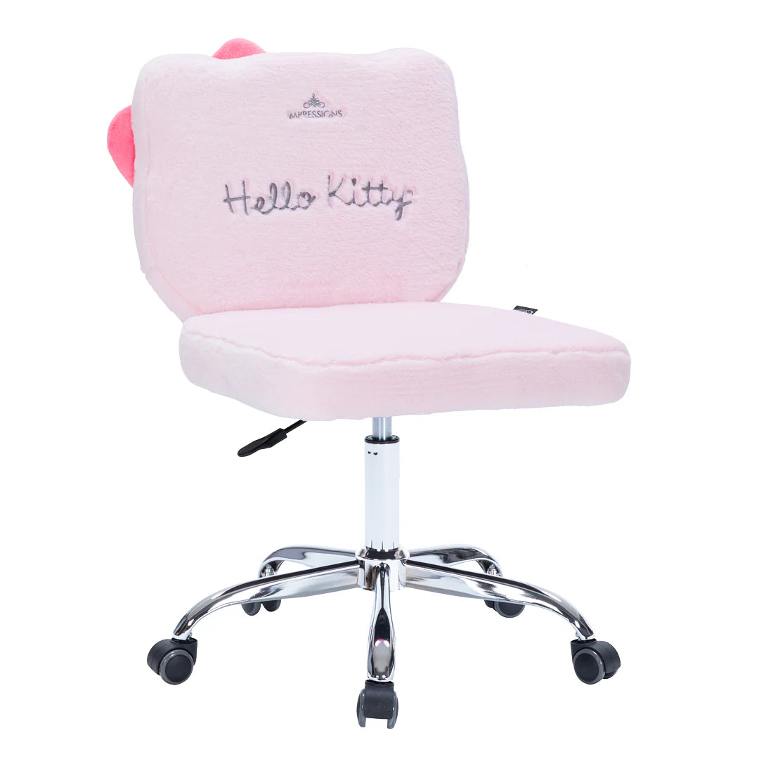 IVFC-HK229-TDYWHT | Hello Kitty® Teddy Fur Swivel Vanity Chair