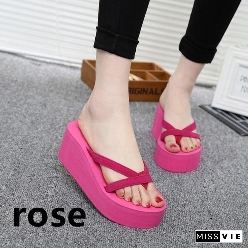 7 Colors Fashion Women Summer Casual Flip Flops Beach Slippers Sandals Summer Wedge Sandals Shoes