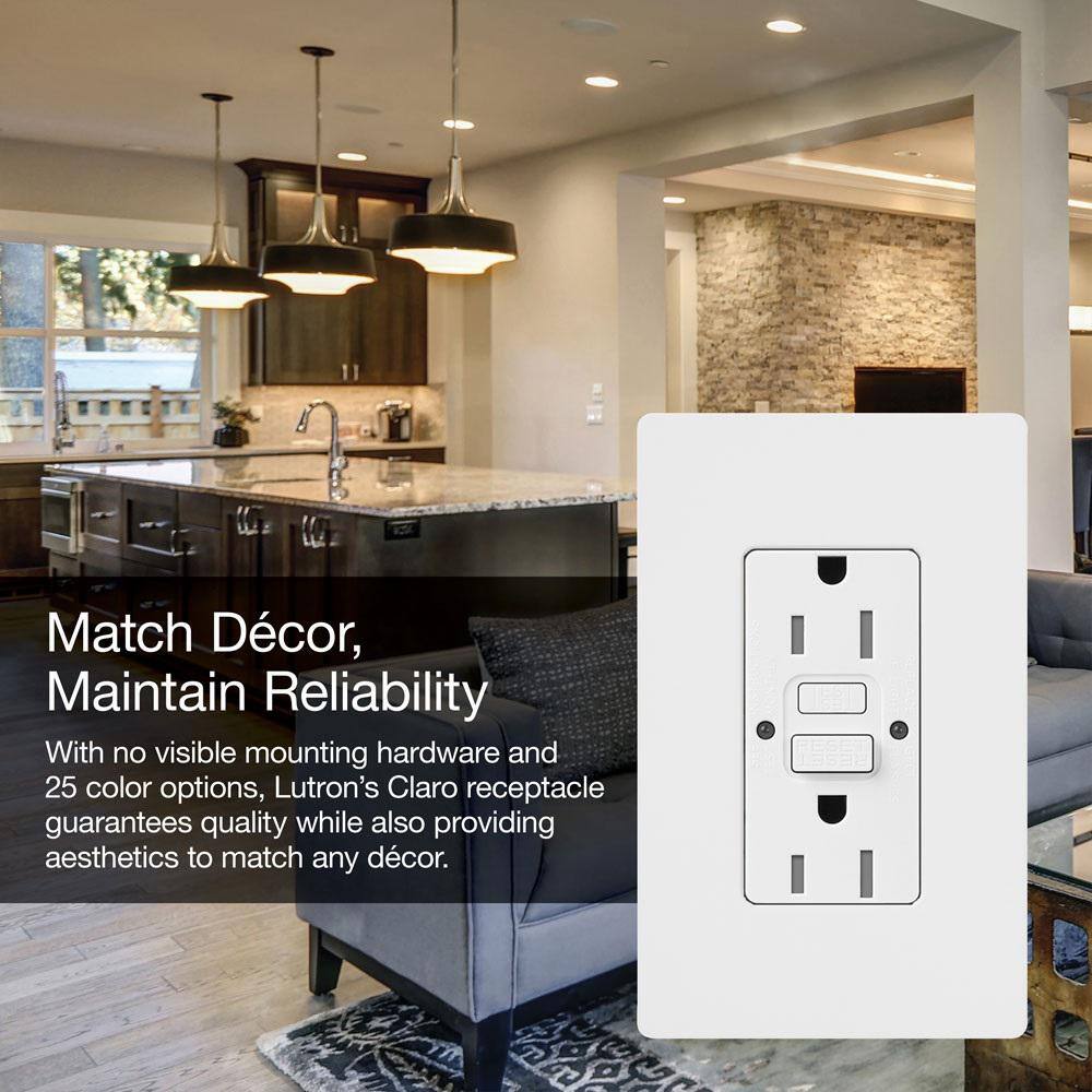 Lutron Claro 15-Amp Tamper Resistant Duplex Receptacle Biscuit (SCR-15-GFST-BI) SCR-15-GFST-BI