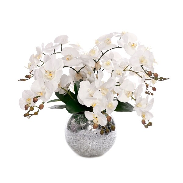 Real Touch Phalaenopsis Orchids in Sliver Glass Ball