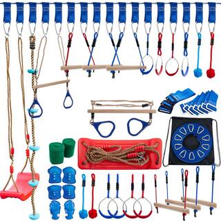 VEVOR Warrior Obstacle Course 80 ft. Slacker Zip Line Obstacle Course Climbing Rope for Kids Outdoor YDSS80FT250LB034XV0