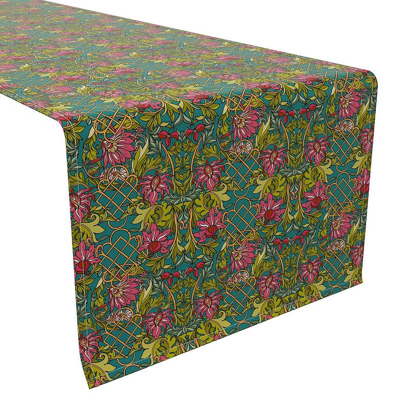 Table Runner， 100% Cotton， 16x72， Floral 32