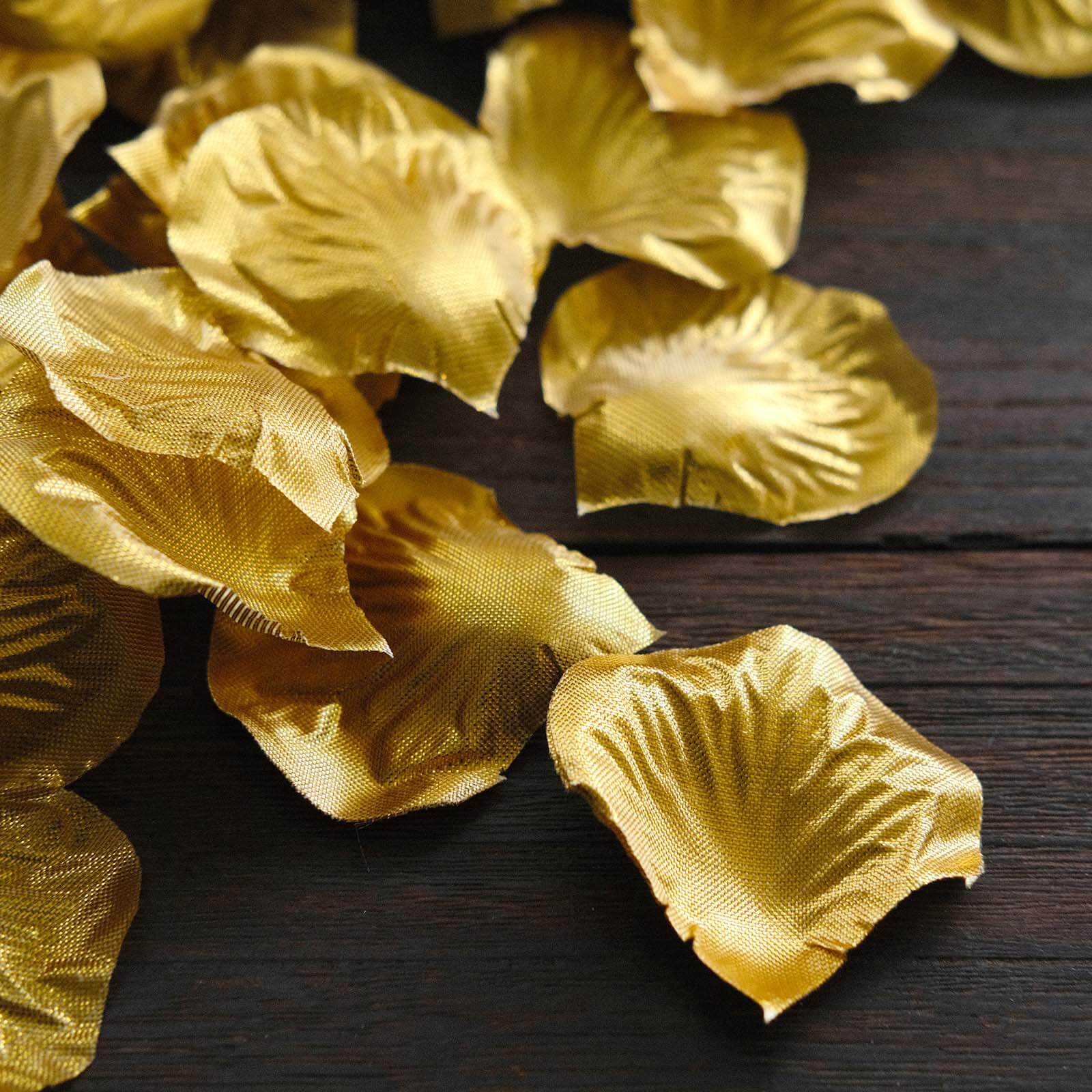 500 Pack Metallic Gold Silk Rose Petals Table Confetti or Floor Scatters