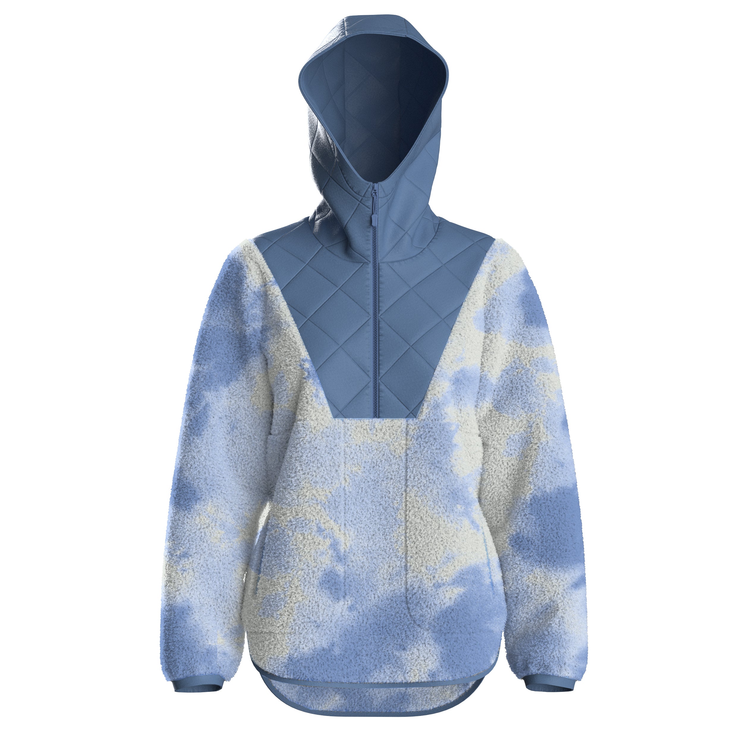 Juana Recycled Polar Hooded Fleece - Tie Dye Cornflower