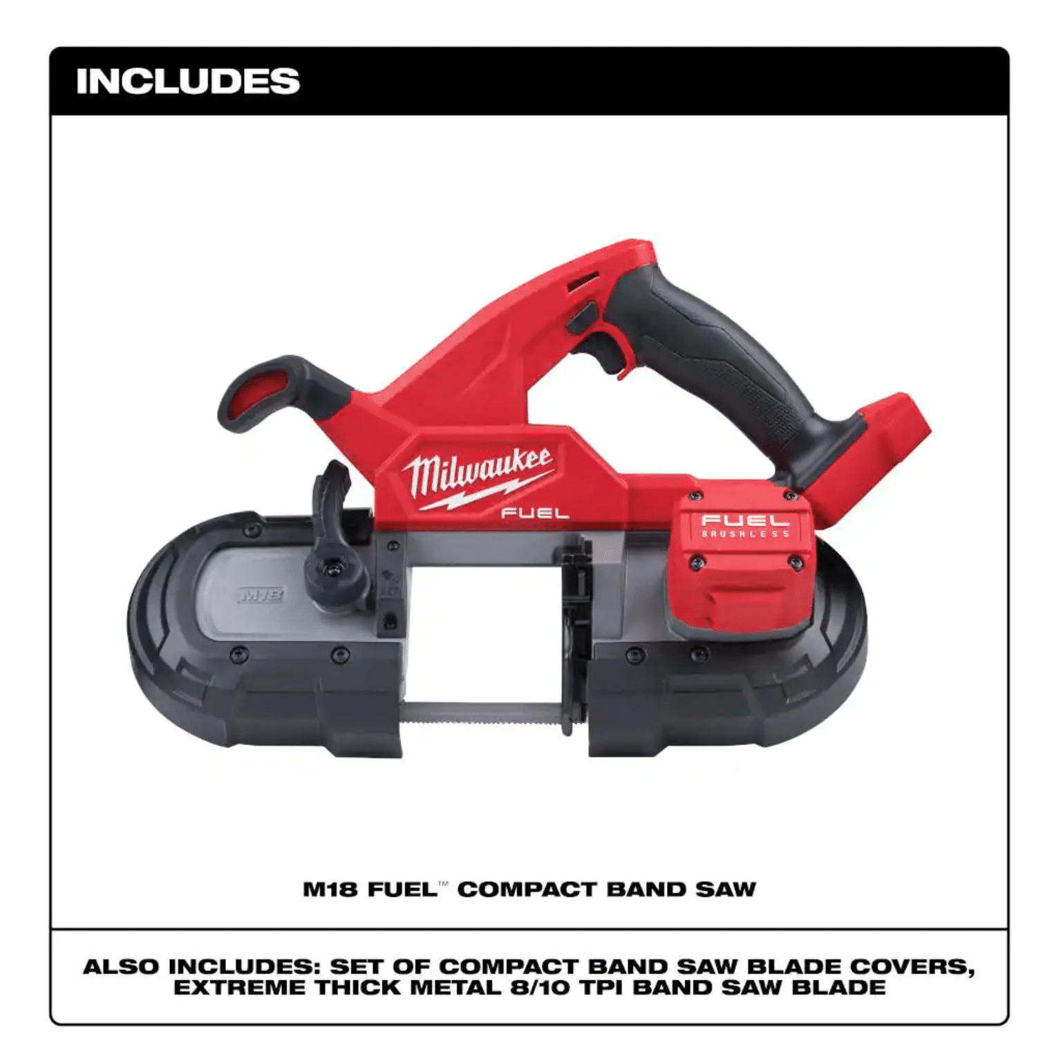 Milwaukee M18 Fuel 18-Volt Lithium-Ion Brushless Cordless Compact Bandsaw， Tool-Only (2829-20)