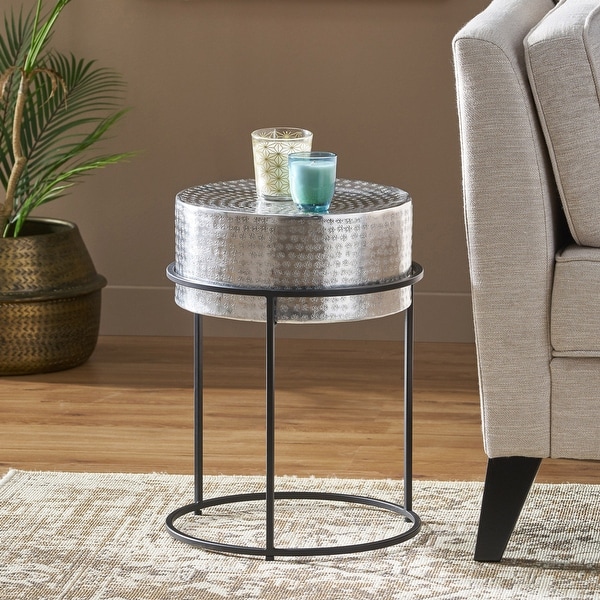 Clopton Modern Handcrafted Aluminum Round Side Table by Christopher Knight Home - 14.75