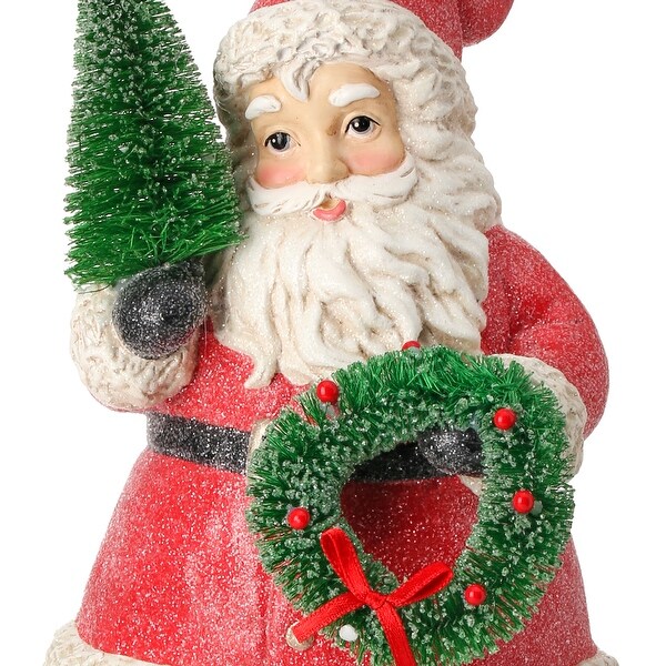 10.5 Resin Santa With Sisal Tree Wreath