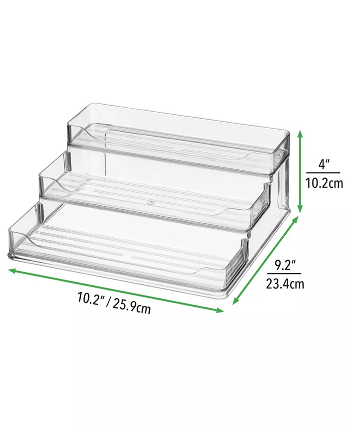 mDesign Plastic Kitchen 3-Tier Spice Rack Food Storage Organizer 2 Pack Clear