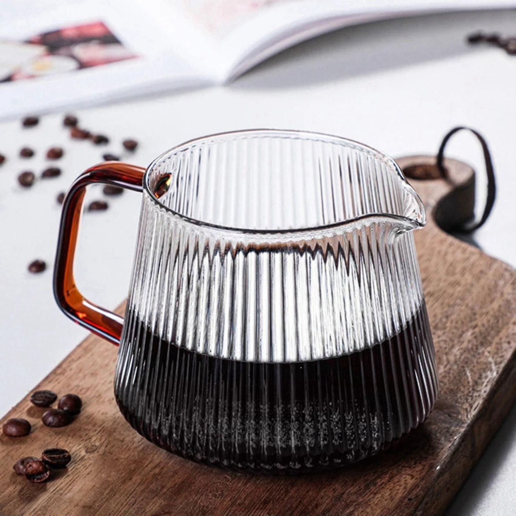 Pour Over Coffee Server Vertical Stripes Glass Coffee Pot Heat Resistant V60 Drip Coffee Share Pot