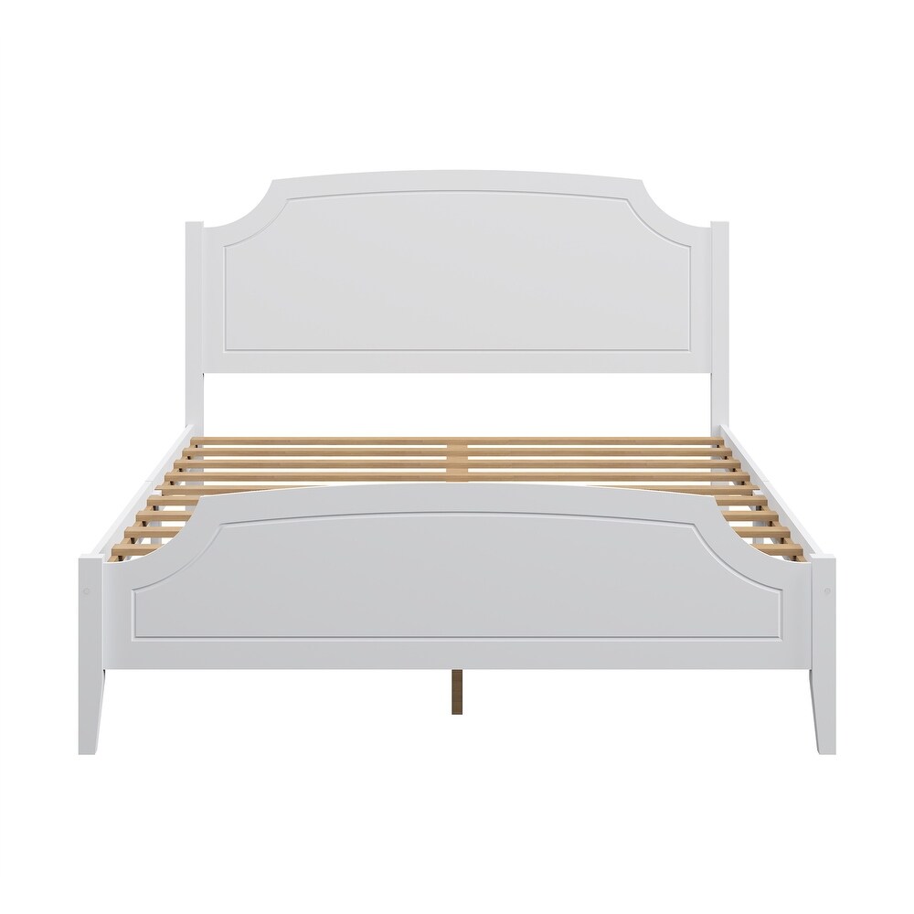 White Contemporary Roman Style Solid Wood Bed