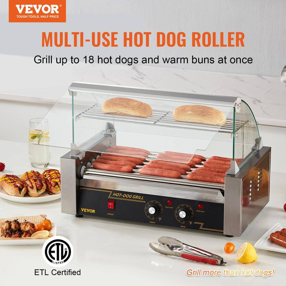 VEVOR Hot Dog Roller 7 Rollers 18 Hot Dogs Capacity Stainless Sausage Grill Cooker Machine ETL Certified GDSKCJG71400WJJY2V1