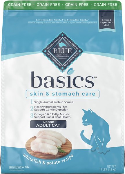 Blue Buffalo Basics Skin and Stomach Care Grain-Free Formula Fish and Potato Indoor Adult Dry Cat Food