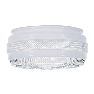 Satco Outside White Drum Glass Shade With Clear Sides And Bottom Diameter 8-3/8in Fitter 7-7/8in Ht 4in