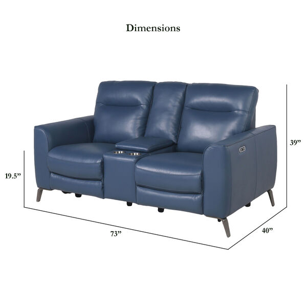 Sansa Ocean Blue Power Reclining Console Loveseat