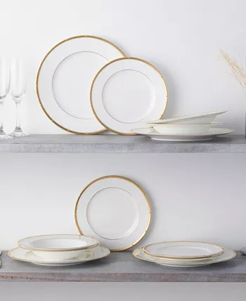 Noritake Rochelle Gold Set of 4 Dinner Plates Service For 4