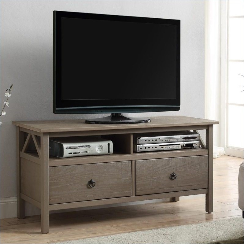 Linon Titian Wood Entertainment TV Stand in Brown   Transitional   Entertainment Centers And Tv Stands   by Homesquare  Houzz