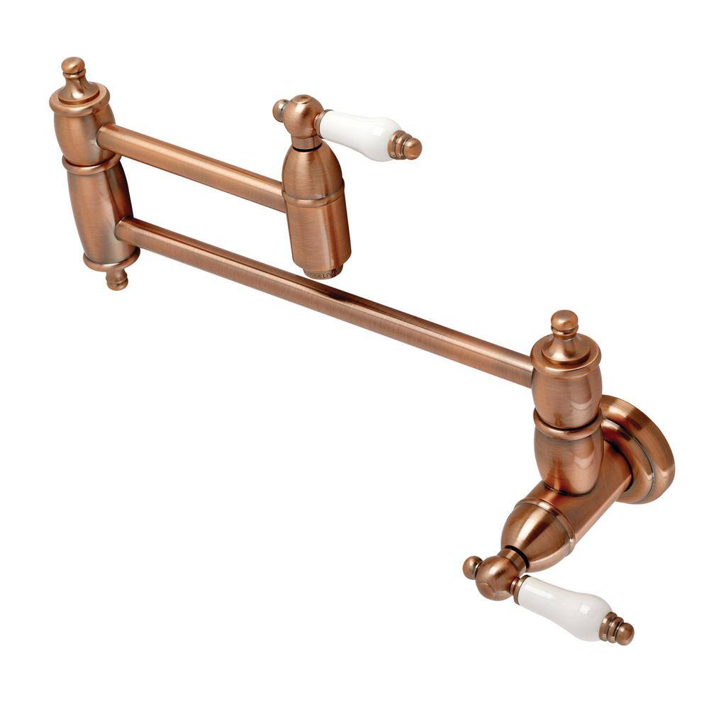 Kingston Brass Restoration Wall Mounted Pot Filler in Antique Copper HKS310PLAC