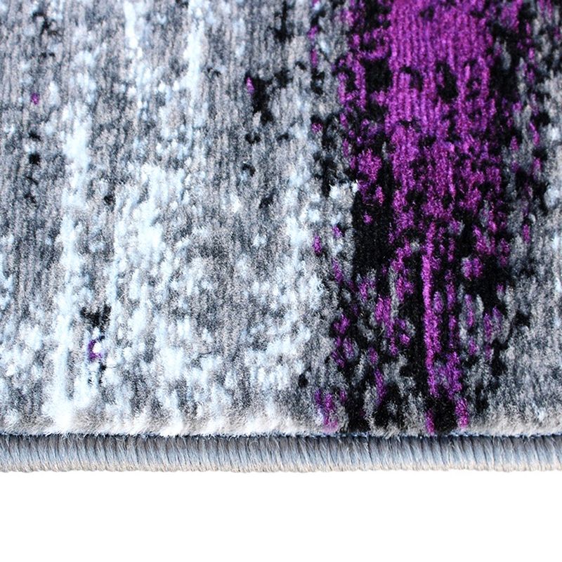 Masada Rugs Masada Rugs Trendz Collection 2'x7' Modern Contemporary Runner Area Rug in Purple， Gray and Black - Design Trz863