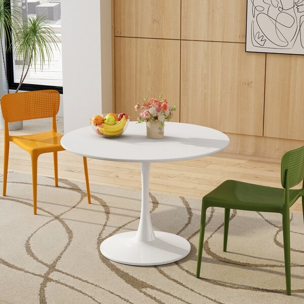 Modern 42 in. Round Dining Table with Round MDF Table Top，Metal Base