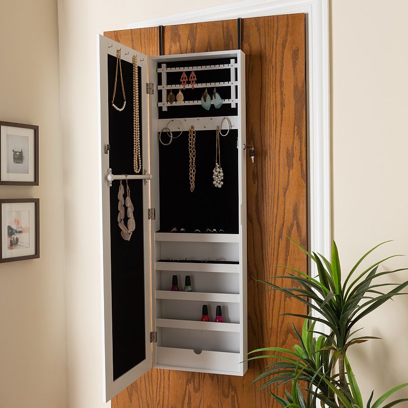 Baxton Studio Richelle Jewelry Armoire with Mirror