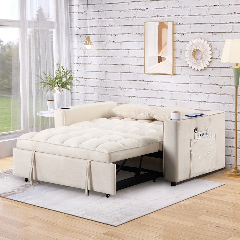 Multi Functional Convertible Sofa Bed  Loveseat w/Pull Out Sleeper Bed